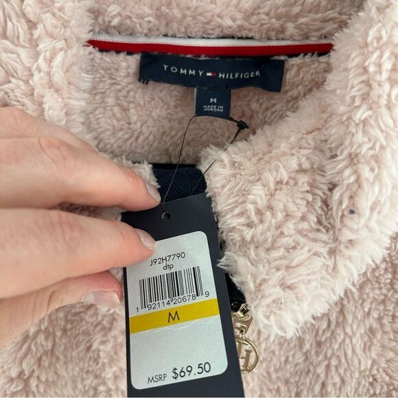 Tommy Hilfiger Fleece Zip Up Light Pink and Gold Vest NWT Medium - Picture 3 of 9